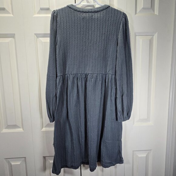 NWT Bluish Gray Fall Knit Dress with Pockets – Size Large - Picture 2 of 6